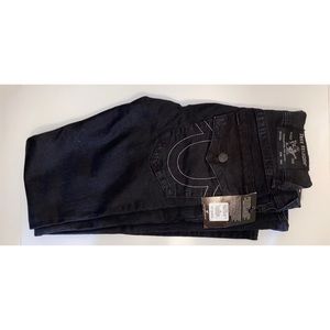 Mens True Religion Black Rocco Relaxed Skinny Jeans